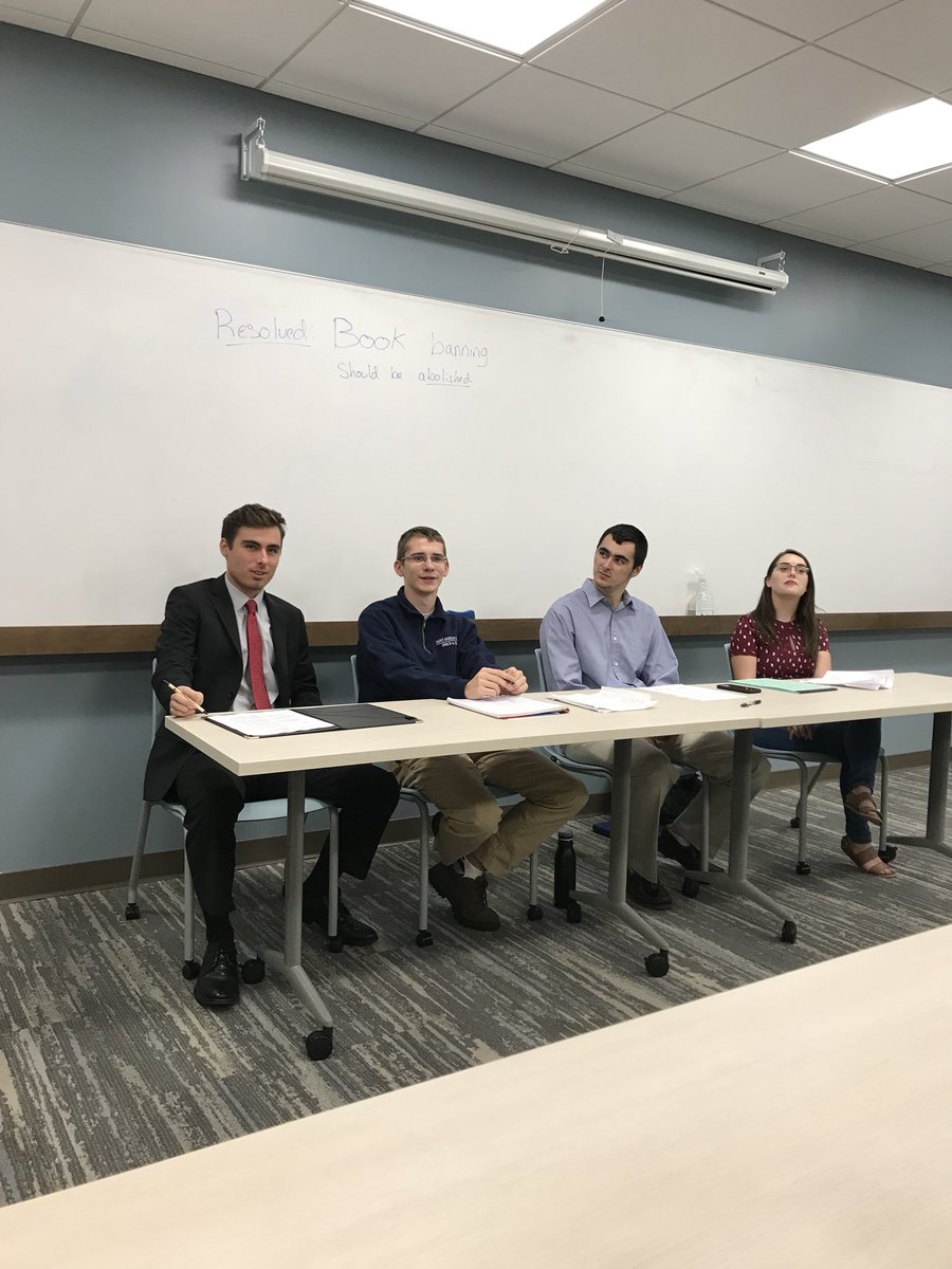 AnselmianARC's tweet photo. Debate Team debating the banning of books. https://t.co/W82ATmJQ0h