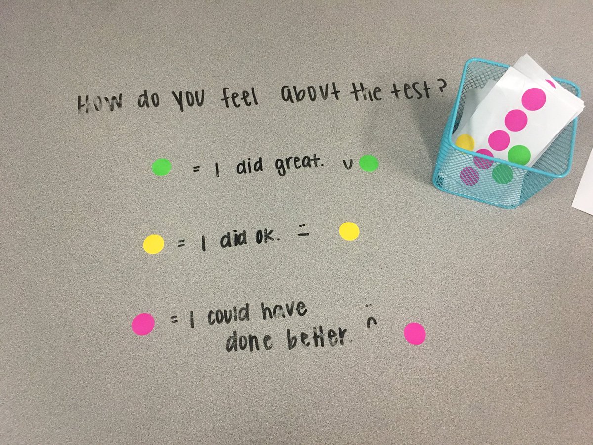 stacilbartley's tweet photo. 23/180: Encouraging students to reflect before turning in today’s test. (Lots of pink stickers left over which makes me happy!) #teach180 https://t.co/cqslgTay0g