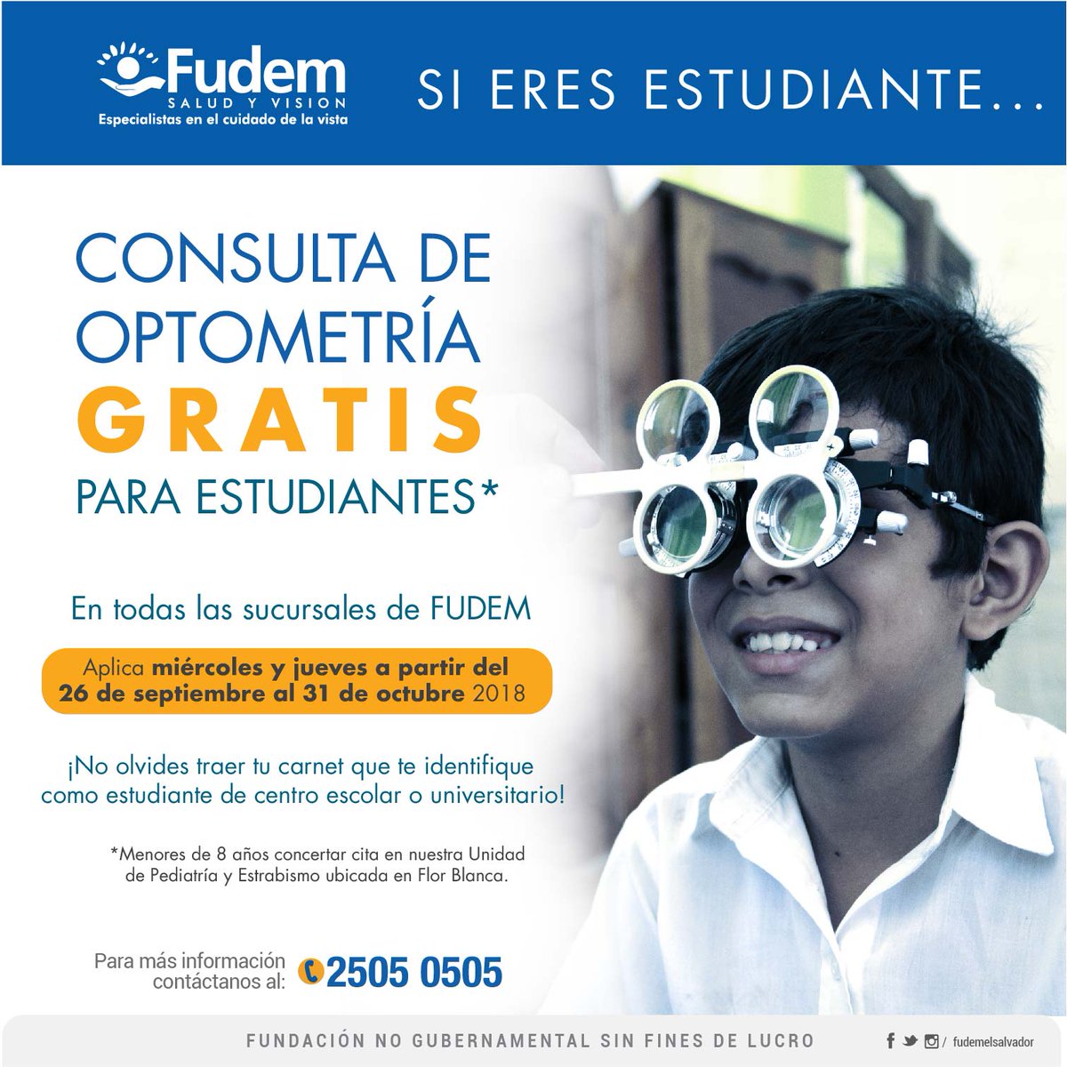 Si eres estudiante aprovecha todo este mes de octubre tu consulta de optometría GRATIS en todas nuestras sucursales ¡Te estamos esperando!
