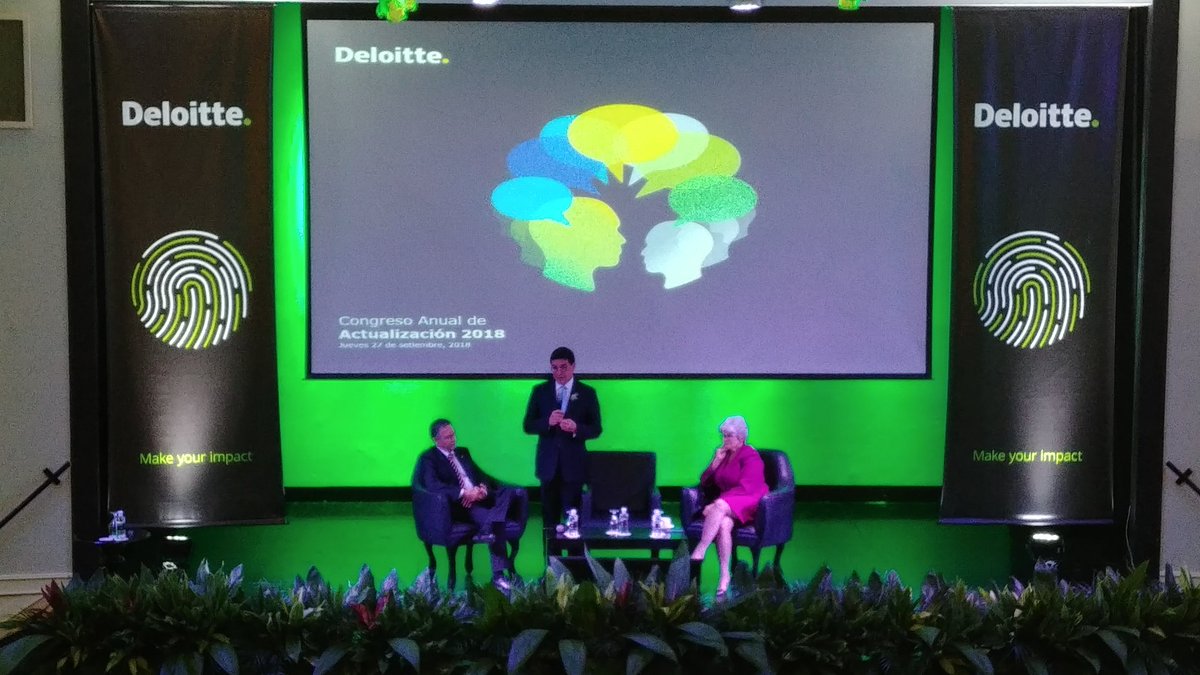 DeloitteCR's tweet photo. Congreso Anual de Actualización 2018. "Conversatorio: Entorno Económico", con André Garnier, Ministro de Coordinación con el Sector Empresarial, Alan Saborío, Socio Director de @DeloitteCR y Rocío Aguilar, Ministra de @HaciendaCR https://t.co/tuNWugrlaD