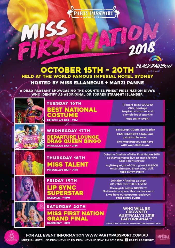 blackrainbow's tweet photo. #ContagionOfLove Black Rainbow are proud sponsors of this years #MissFirstNations ! Get on down to the the world famous Imperial Hotel for a week of glitz, glam and Miss First Nation FIRE from October 15th - 20th !!! #IndigenousX https://t.co/YCH863Hq0F