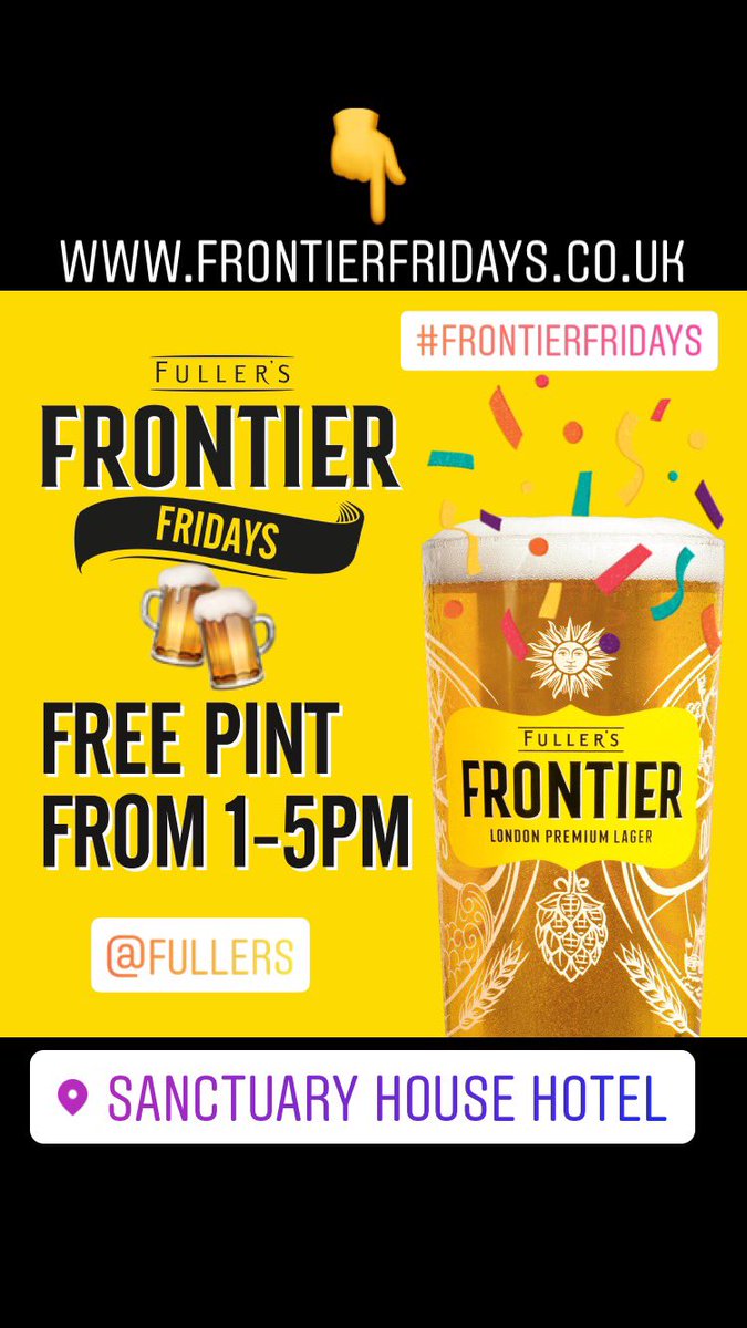 SanctuarySW1's tweet photo. Frontier is giving away a free pint of Frontier this Friday from 1-5pm
Visit https://t.co/FMtqt0jzKL to claim your free pint for Friday! #HaveSomeFront #FrontierFridays https://t.co/y2OUBgafP7