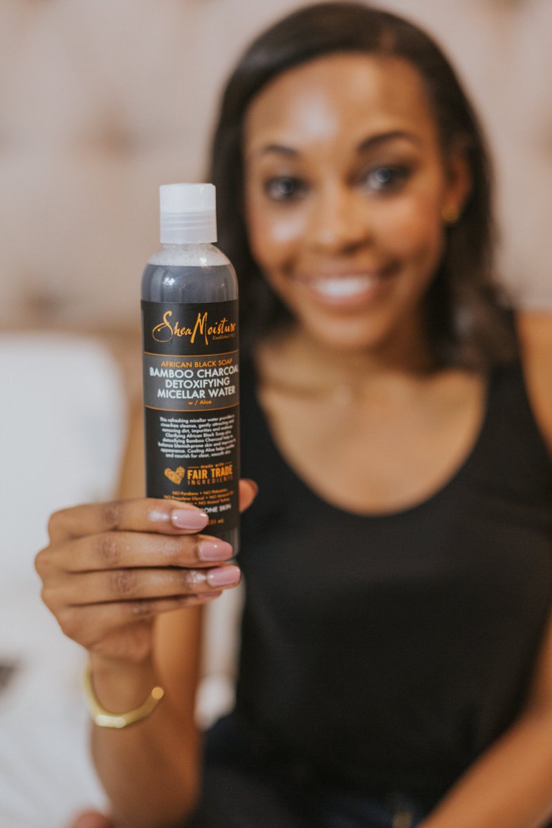 SheaMoisture's tweet photo. #AfricanBlackSoap from start to finish! @candacemread removes #makeup with our #AfricanBlackSoap &amp; #BambooCharcoal #MicellarWater, cleanses with our #AfricanBlackSoap #BarSoap, and exfoliates with our African Black Soap #Facial Wash &amp; #Scrub! Available at @walmart. https://t.co/BHPvLmLasm