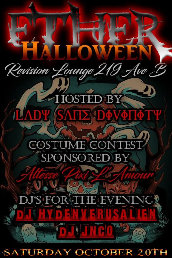 SYNFULDREAMZENT's tweet photo. OCT 20TH ONE NIGHT ONLY ETHER PRE HALLOWEEN PARTY  @revisionloungenyc DJ JNCO 
DJ HAYDENVERSUSALIEN NO COVER CHARGE 21+ $100 CUSTOME CONTEST ITS GONNA BE CRAZY #synfuldreamzent #synfuldreamzlife #synfuldreamzevents https://t.co/fc4HmCCAdR