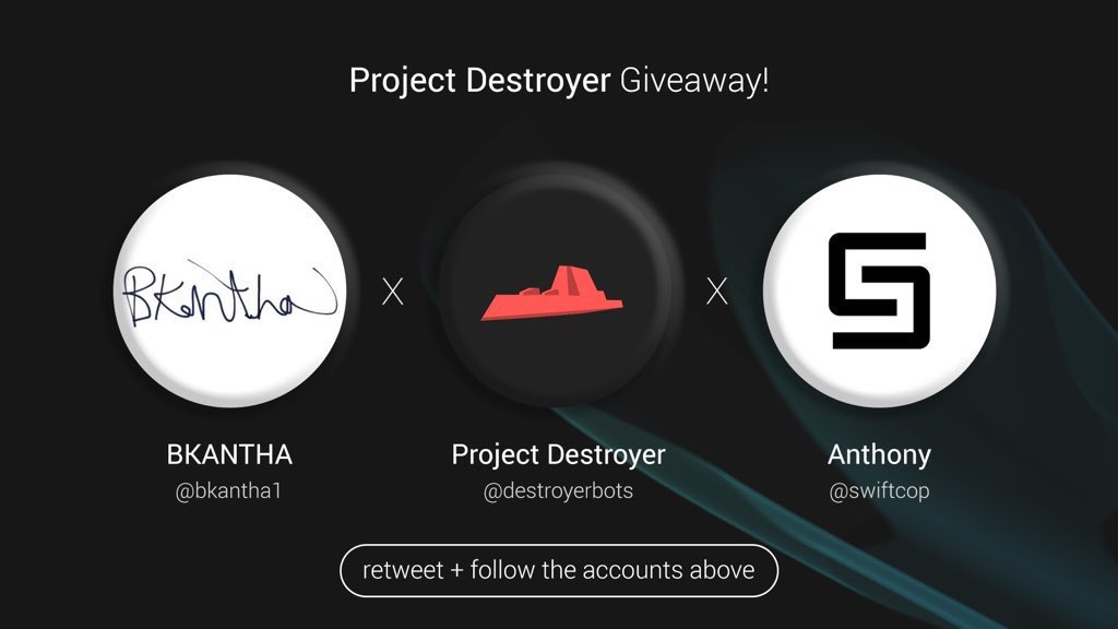 bkantha1's tweet image. 🎉GIVEAWAY🎉

Project Destroyer x Bkantha x Swiftcop

Winner gets ONE PD key AND a copy of The Sneaker Bible!

To Enter follow the steps below:
1. Retweet this tweet
2. Follow @bkantha1 @swiftcop @destroyerbots 

Winner selected 9/30

Good luck!