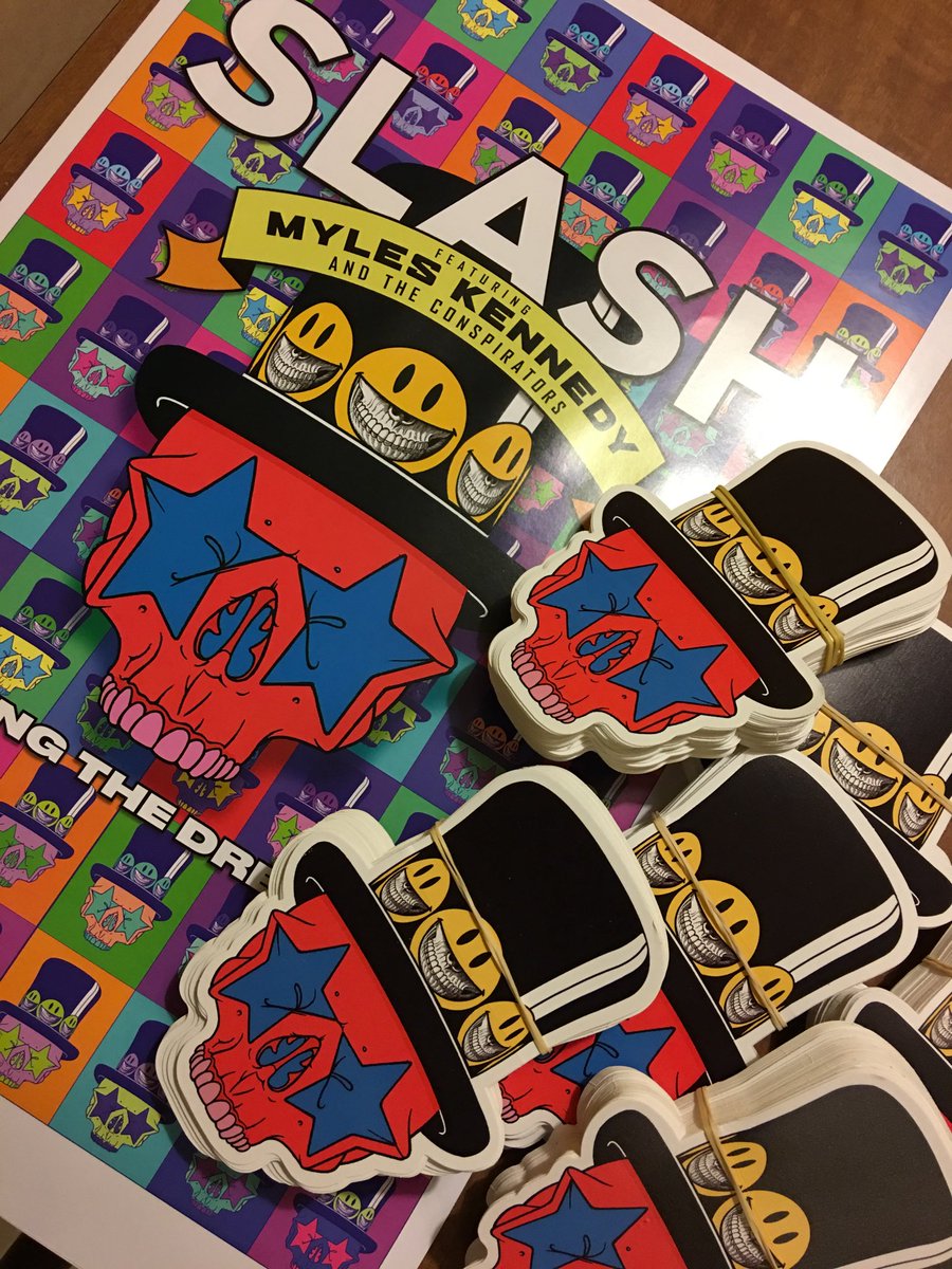 New ⁦<a href="/Slash/">Slash</a>⁩ ⁦<a href="/MylesKennedy/">Myles Kennedy</a>⁩ stickers for promoting Living The Dream!! ⁦<a href="/RRRoadCrew/">Roadrunner Road Crew</a>⁩