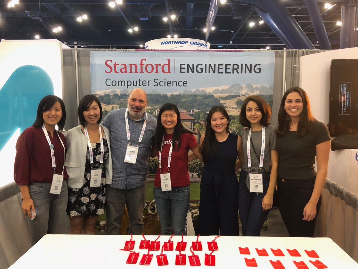 With the ⁦@StanfordEng⁩ CS booth team @ #ghc2018 recruiting more great students to grad CS at Stanford!