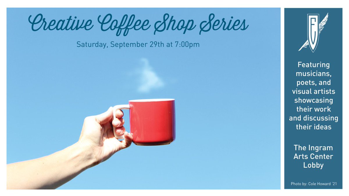 Ensworth's tweet photo. Many original works await those who will join us for our first ever Coffee Shop Series, Saturday at 7:00 p.m. in Ingram Arts Center Lobby. Come one; come all! #JoyInCreativity #JoyInTheArts #ThinkOutsideTheClass https://t.co/QWYO9E4Da5