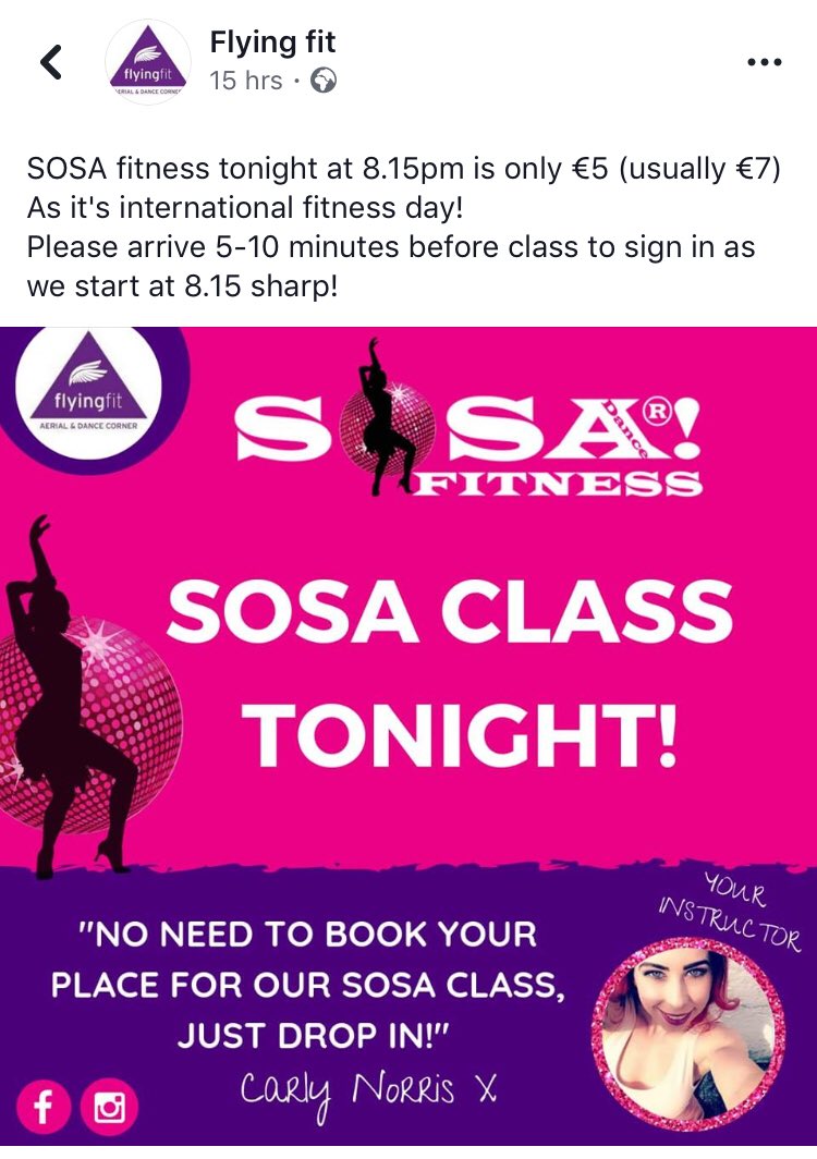 CeleneMCreative's tweet photo. Loved working on this design for the new Flying Fit SOSA classes 💜 #CeleneMoloneyPR #FlyingFit #design #sosafitness https://t.co/OohR2BpBtf
