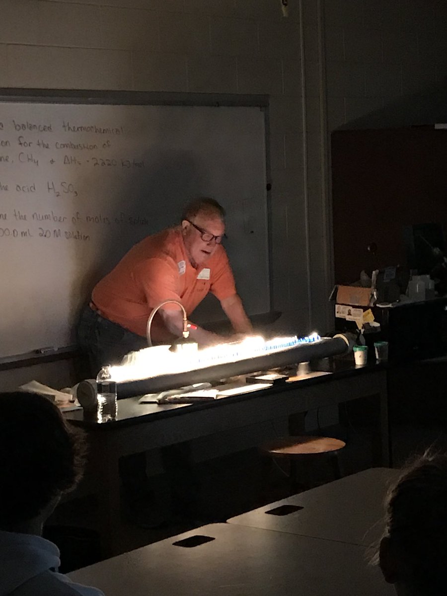 Hokiesambo's tweet image. Dr. Bowen from Clemson Engineering continues our theme this week in Chemistry of burning stuff and making things light up. #LexGoCats