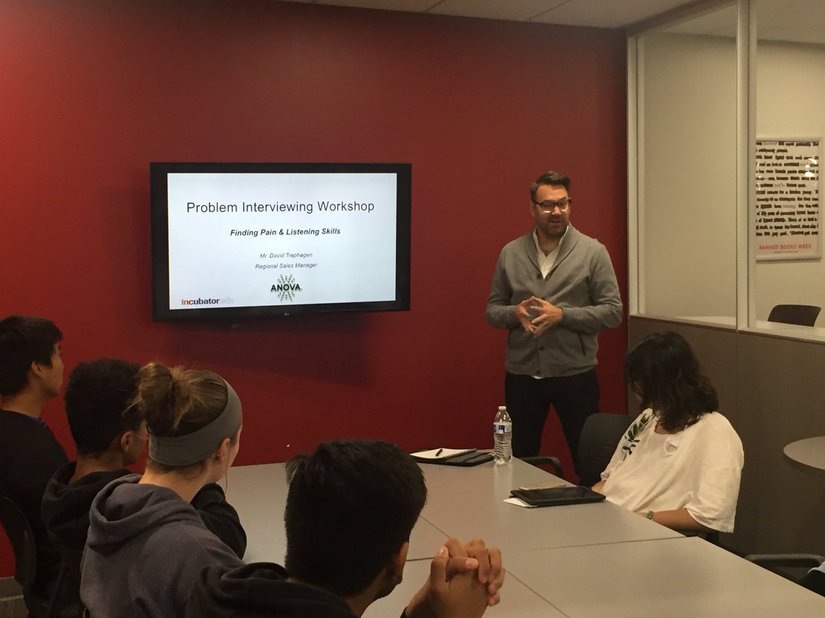 D211Inc's tweet photo. A shout out to David Traphagen from @ANOVA_Furniture on his workshop on Problem Interviewing and #FindingThePain and #ListeningSkills. Our students @conantbused @incubatoredu are ready to dive into Customer Discovery with Problem Interviewing! #RolePlayLearning #LoveTheProblem https://t.co/Dv2a8A3M3L