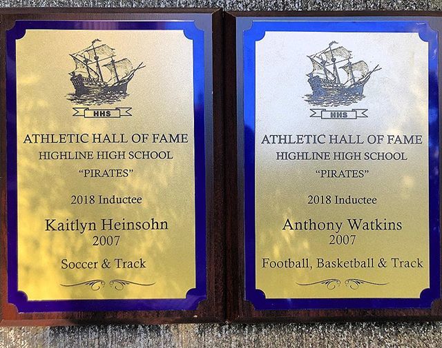 A_Watkins3's tweet photo. Special day for me and the wife @kaitlyn.watkins_ . We both got inducted into our high school athletic hall of fame. #HighlineHighSchool #Burien #Washington #ClassOf2007 https://t.co/ER9nyByzqx https://t.co/wc9xFjMp5l