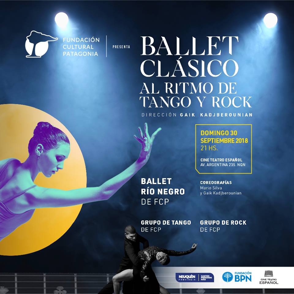 FCPatagonia1's tweet photo. #Evento
¡ESTE DOMINGO!📣 #FCP llega a #NeuquenTECH capital.
🎟 Quedan las últimas entradas para que disfrutes del Ballet Clásico al Ritmo del Tango y Rock. 🎟
¡Gracias Fundación BPN y al @cineteatronqn por todo el apoyo para poder realizar este evento! https://t.co/qiDrOM90tW