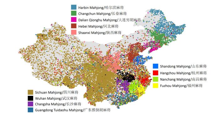 mahjong regions of china ( https://medium.com/the-physics-arxiv-blog/the-curious-link-between-online-gaming-and-chinese-regional-culture-f482a7946e50):
