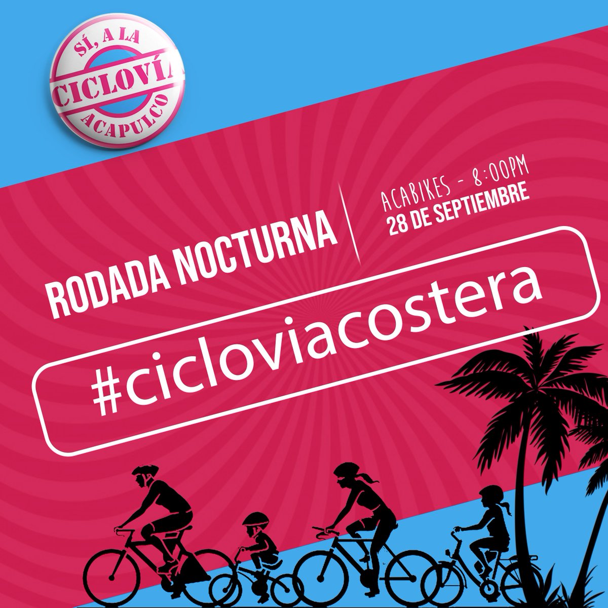 cicloviacostera's tweet photo. Los invitamos a rodar la nueva #cicloviacostera el dia de mañana! 🌞🚲🌴bienvenida la recuperación del espacio público, con el objetivo de promover una vida saludable a través del ejercicio y el uso de la bicicleta. @PerlaEdithMR #Acapulco https://t.co/MjIFQwdGq4