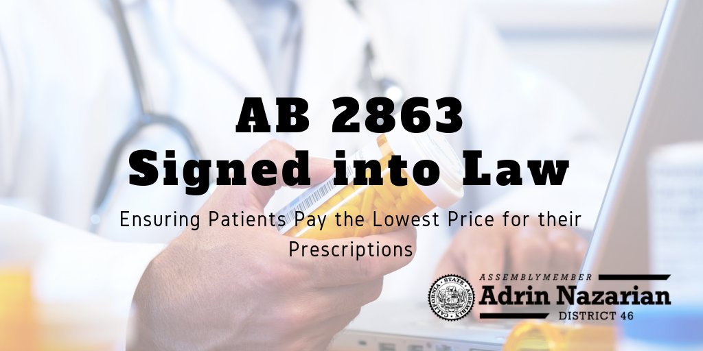 adrin_nazarian's tweet photo. Signed! Thank you @JerryBrownGov for signing #AB2863 to ensure Californians always pay the lowest available cost for prescription drugs. @CAChronicCare https://t.co/4v4a1OAg4J https://t.co/5QaFnRUj6G