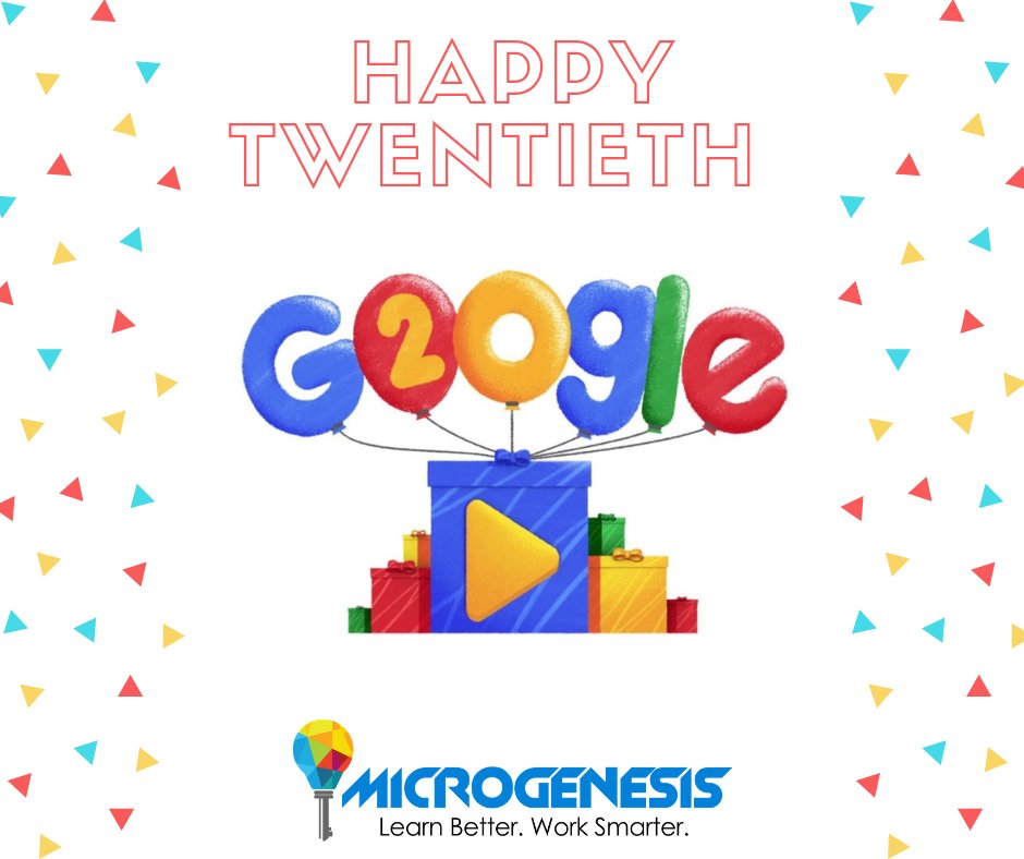 mgenlearn's tweet image. The answer to all questions turns 20! We congratulate and thank #Google for being with us through assignments and projects and through general knowledge and destination searches.

#googleturns20 #mgenlearn #masterylearning #eLearning #FridayFeeling #FridayMotivation #follo4follo