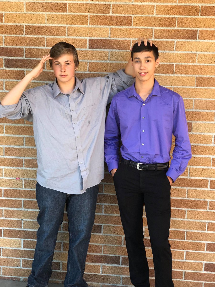 CL_Coach's tweet photo. It was favorite duo day for homecoming and my son and one of best friends dressed as Shawn and Gus from #Psych @JamesRoday @DuleHill how bout some luv 4 these guys. We watch it as a fam. My older son turns 21 Soon How bout a Happy Birthday video #bestduoever #magichead https://t.co/1BEHPmrmWm