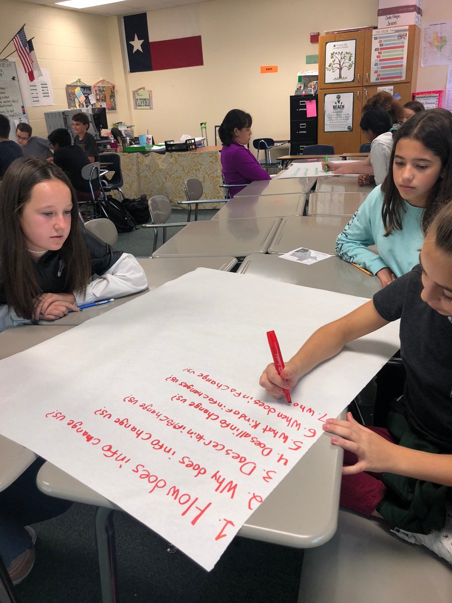 JME_Clifford's tweet photo. Texas History got started instructing students @RightQuestion #QFT today as part of Eagle Time for our PAP students.  Looking forward to using this tool to develop our critical thinking muscles in all classes. @PISDReynolds @ArnoldChristie  #MakeJustOneChange https://t.co/1Wp5eyzkVa