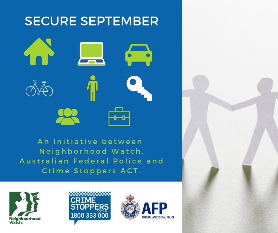 ACTCrimeStop's tweet photo. When online be careful not to share your personal information, change your passwords frequently and be wary of unfamiliar emails addresses. #SecureSeptember #CommunitySafety https://t.co/A8Os9zDB22