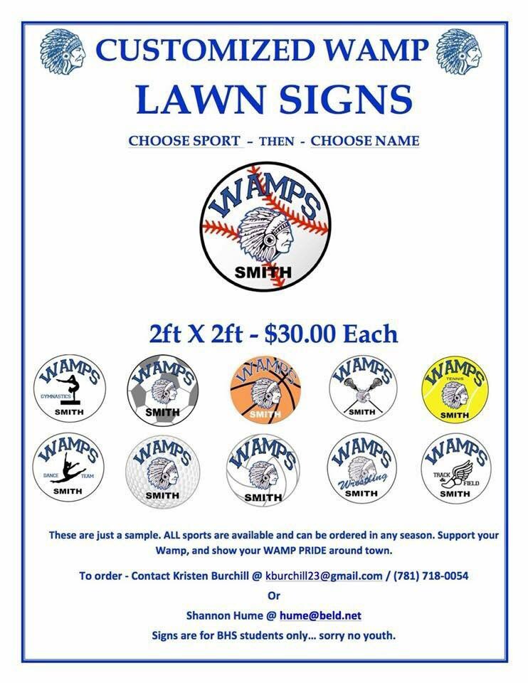 BraintreeHighAA's tweet photo. Due to popular demand, we are placing another order for Wamp Lawn Signs in ANY sport and Theatre Guild. The order deadline  is Tuesday, October 2nd. Comment here or send us a message to place an order. The next order will not tak place until after Winter Sports tryouts. https://t.co/wLntcMCbGq