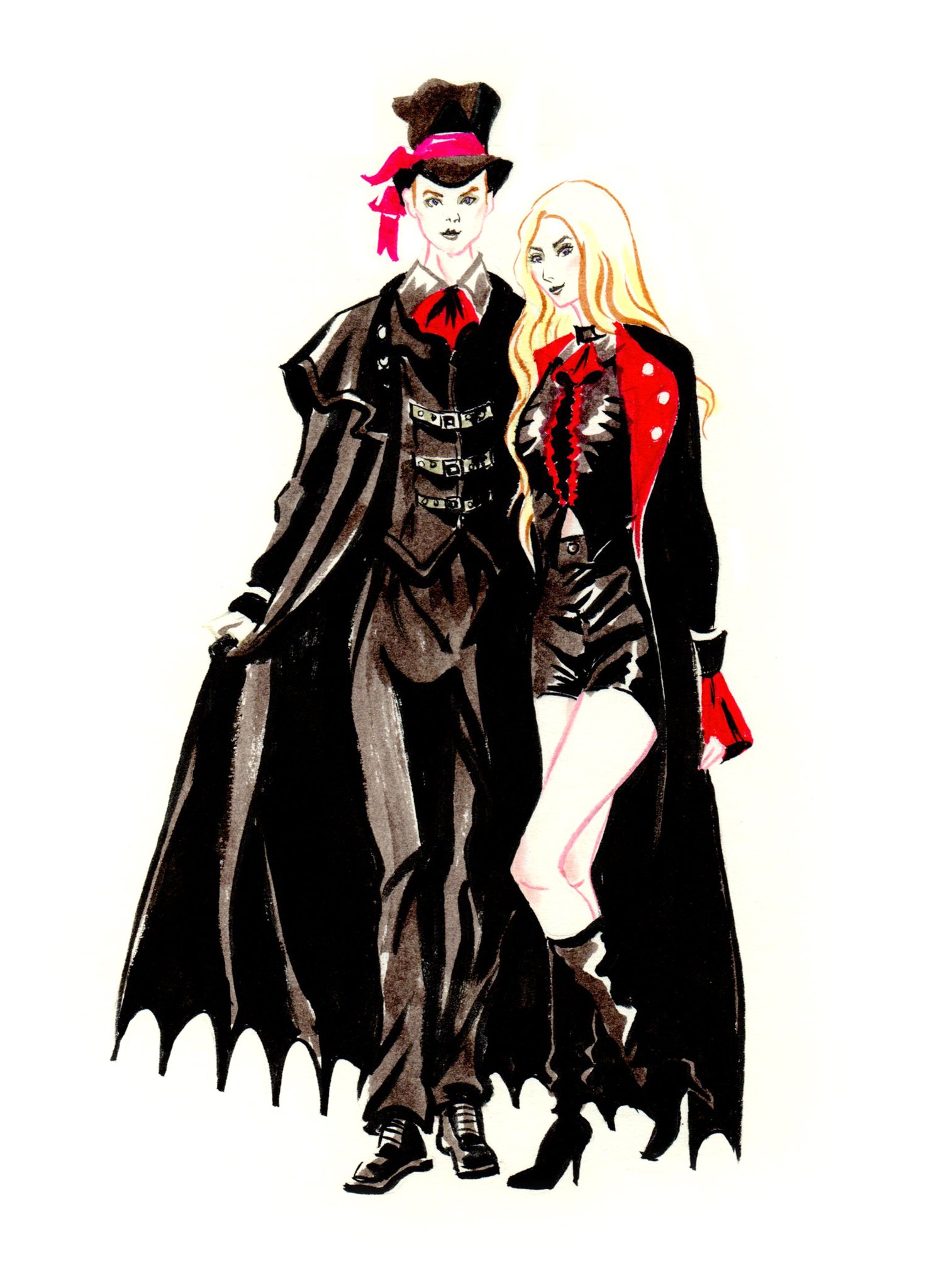 つきよみ ひと月早いですが ハロウィン 吸血鬼 ヴァンパイア ハロウィン仮装 ハロウィンコスプレ カップルコーデ ファッションスケッチ ファッションイラスト 刃の下に心あり ぱないの T Co Rpitx5xovt Twitter