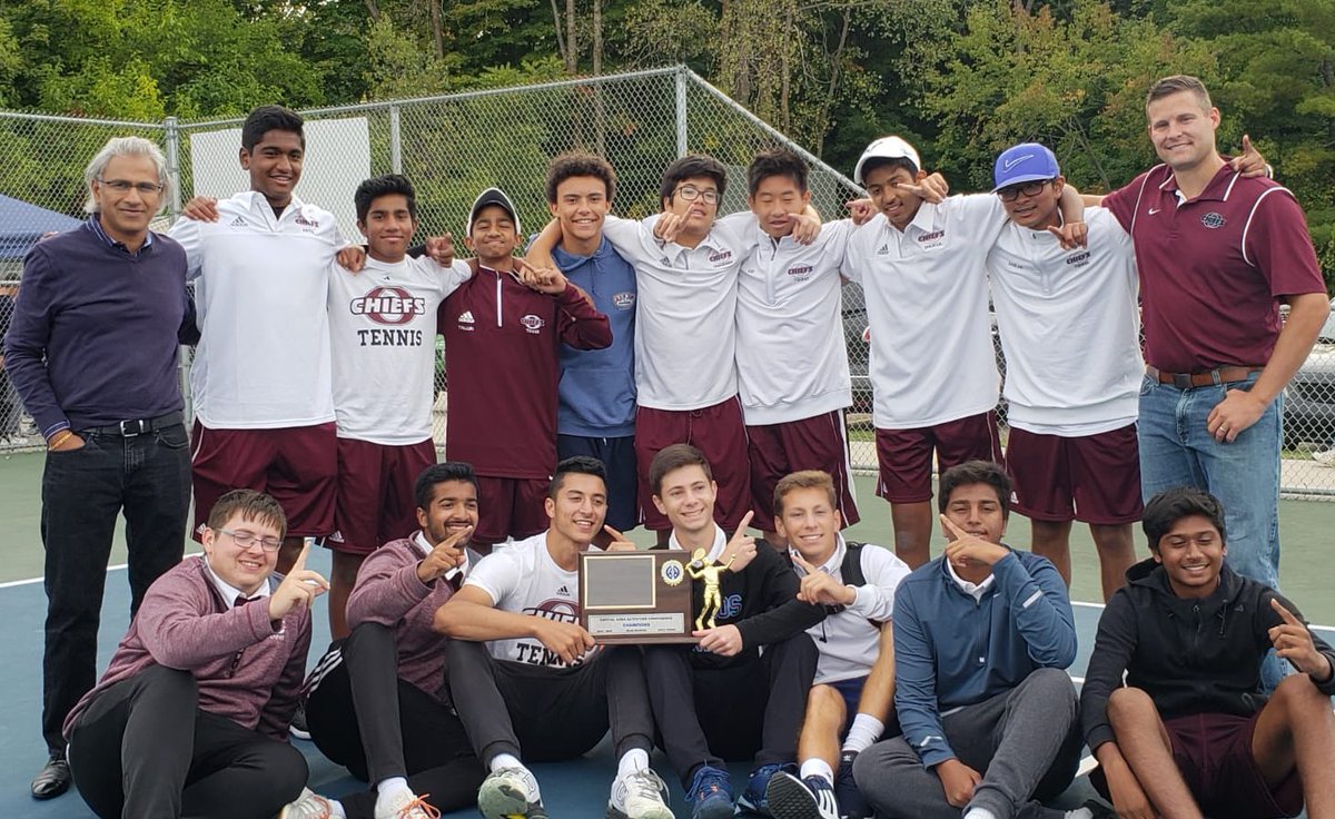 Okemosvtennis's tweet photo. Chiefs capture the CAAC Blue title, going undefeated throughout the conference season and getting 46 out of 48 possible points! https://t.co/OIDBqBg3ml