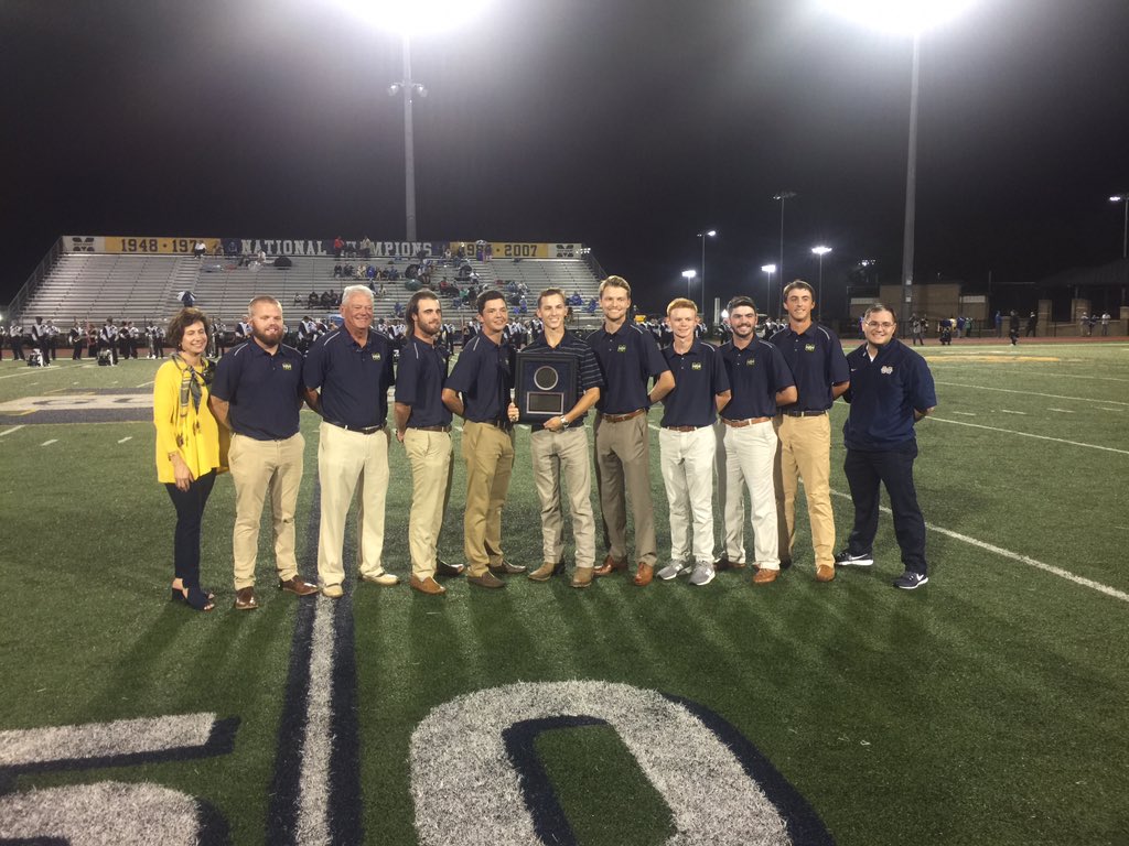 MGCCCBulldogs's tweet photo. GOLF | Congrats to the 2018 #MGCCC golf team, who were presented with their national championship rings at halftime! https://t.co/Gh9Ihuk3To