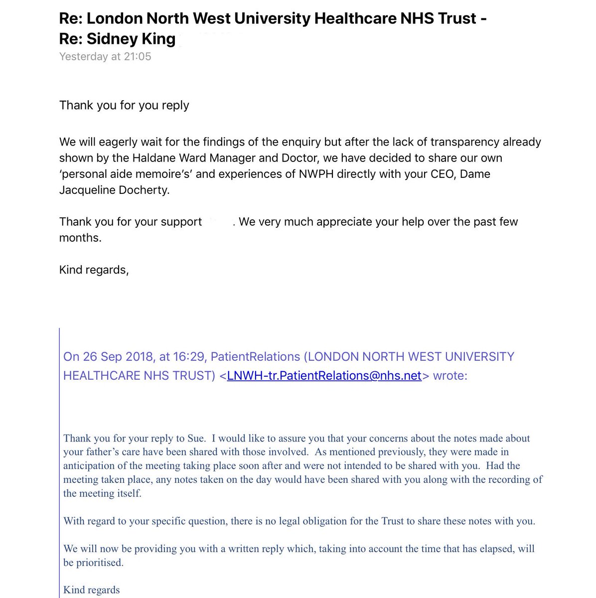 Laplandish's tweet photo. At Northwick Park hosp, a Doc can make ‘personal aide memoire’s’ bout patients but your unable to see them. Way to go, NWPH. Who needs a Datix when you can write notes on the back of a fag packet! #dataptotection @Brent_CCG @PHSOmbudsman @CareQualityComm @JacquelineLNWH #disgrace https://t.co/gWDgv8xVFm