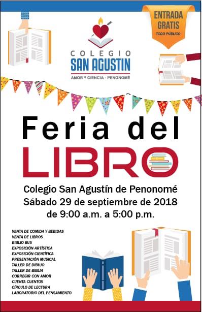 Granmorrison's tweet photo. Feria del Libro en el Colegio San Agustín de Penonomé. Este sábado 29 septiembre. de 9am a 5pm. Entrada gratis. Todo público. https://t.co/3jIW654CeX