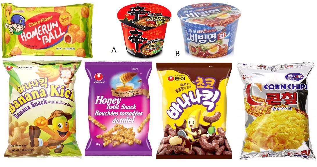StanningBTSpod's tweet photo. Hereโs some pictures of the snacks we talked about on this weekโs episode. Thanks again @JdopeV for sending us food that BTS eats! ๐ #ep38 #EatingBTS #stanningbts https://t.co/LMePJuHxRV