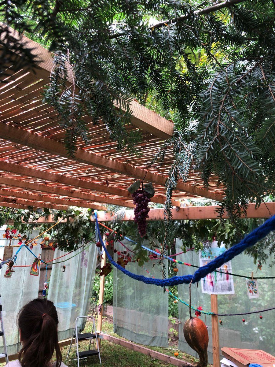 shirhadash's tweet photo. The Shir Hadash Communal Sukkah is back up! Here, a few photos from Sunday's decorating session. https://t.co/N5FmyXZ5cK