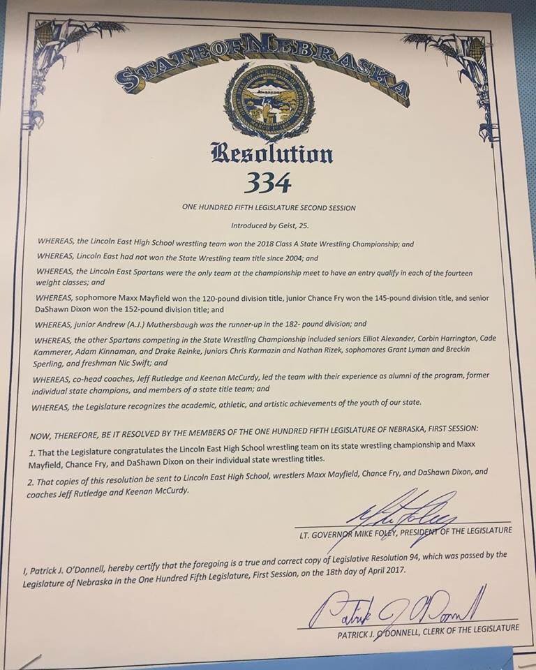 EastWrestling's tweet photo. So this is pretty neat. #legislativeresolution https://t.co/Jm6hvWaGeJ