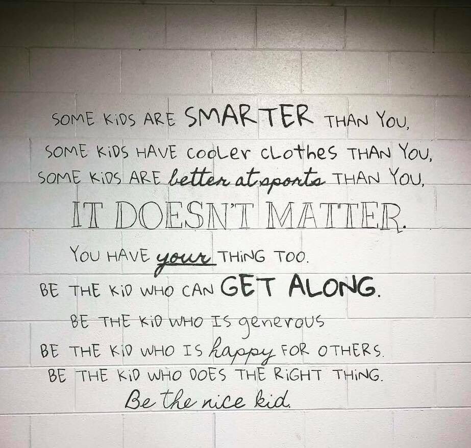 Thank you to MVES Knights Art teacher Melissa Carrington for painting this inspiration on our cafe wall.  This goes right along with our theme for this year....Be the Change YOU want to see in the World! #BCSRocks #BeTheChange