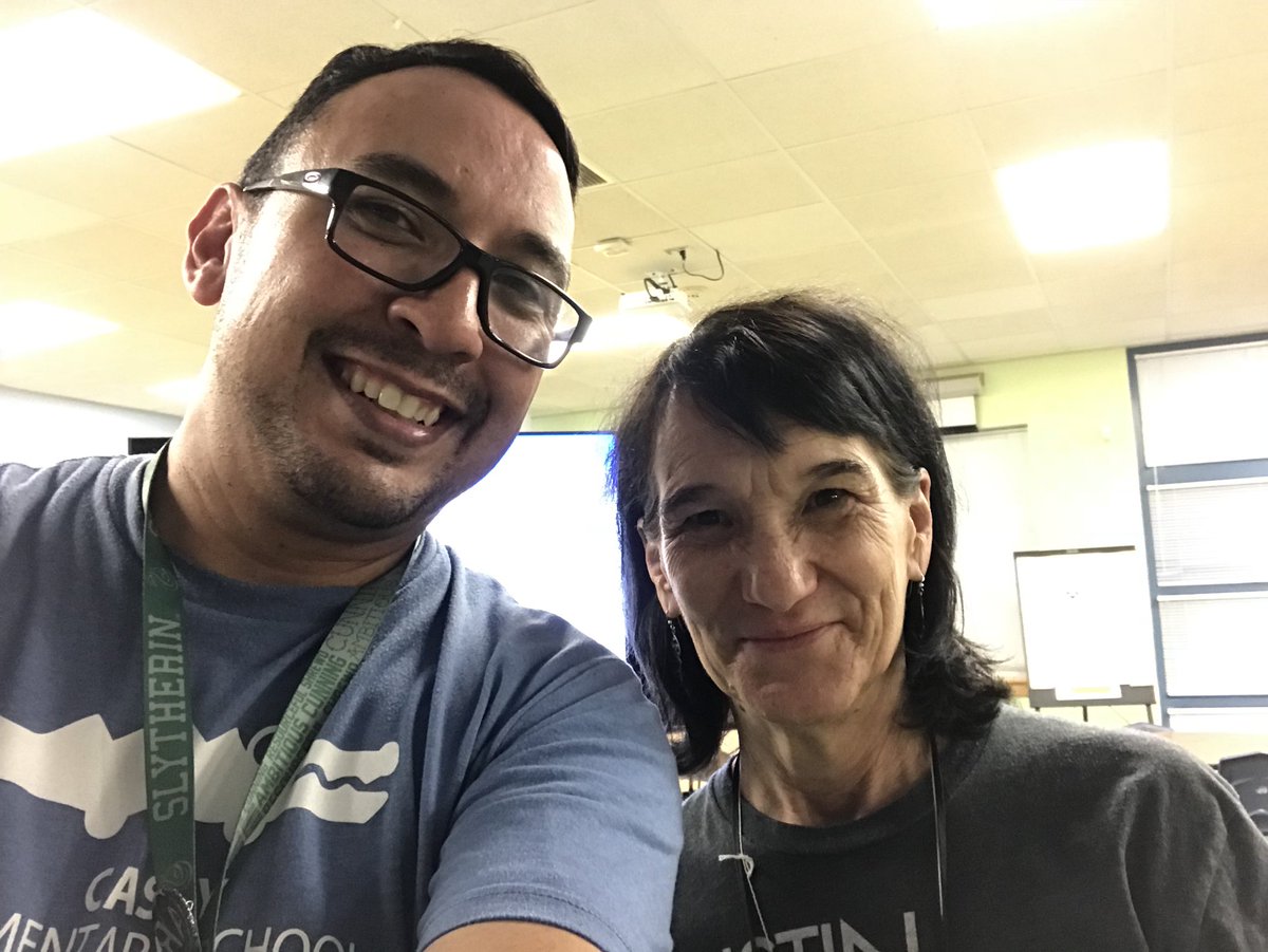 Casey_Library's tweet photo. Librarians unite! Stephanie Shipman from Pleasant Hill Branch of APL &amp; I rocked Back-To-School Night presentations in the Casey Library tonight!  Thank you Stephanie! @CaseyCrocs @AustinISDLibs @AustinPublicLib #OnceUponATime https://t.co/BD0pXIiDfw