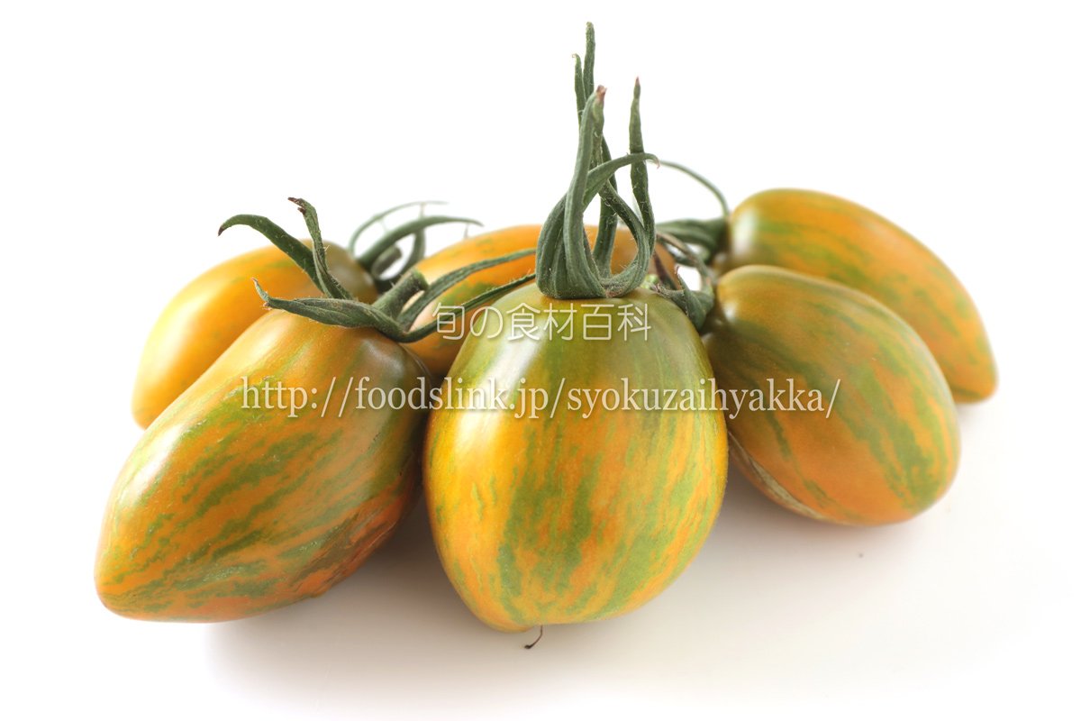 旬の食材百科ーフーズリンク T Co R9ayeu6tx0 Dino Eggs ディノ エッグ 恐竜の卵 という面白い名前のアメリカ生まれのトマト です 今回はグリーンのタイプを鉢植えで栽培 縞々の入った卵型の肉厚なトマトが収穫できました サラダの他
