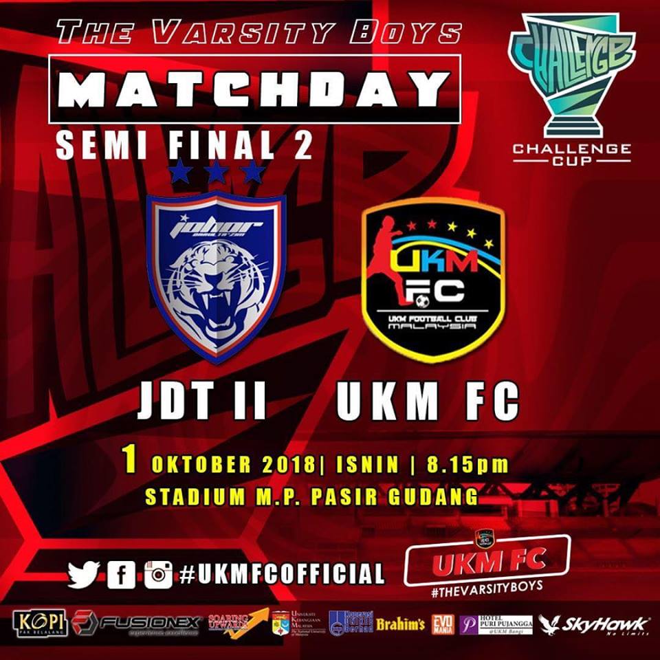 ukm_my's tweet photo. CHALLENGE CUP 2018: SEMI FINAL 2: JDT 2 VS UKMFC
#NoPainNoGain
#thevarsityboys
#ukmpower
#ukmsharing https://t.co/M07M8XmujA