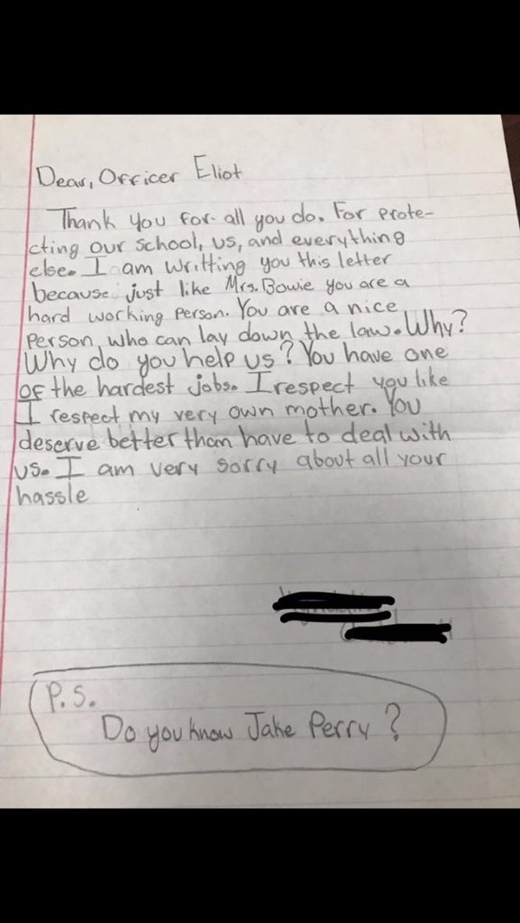 After a long hard day at CPD...here is a little sunshine #CPD #WhyWeDoWhatWeDo #LettersLikeThese #Community #ButWhoIsJakePerry