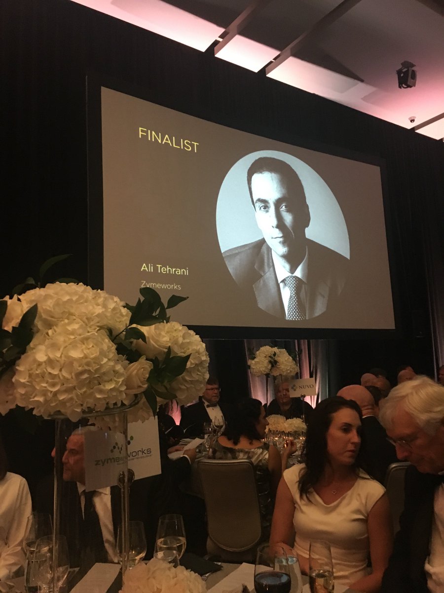 ZymeworksInc's tweet photo. The @ZymeworksInc team at this year's @bloomburton award gala celebrating the nomination of our own Ali Tehrani! Congrats also to @Clementiapharma and @AuriniaPharma! https://t.co/JbsEEd5rKN