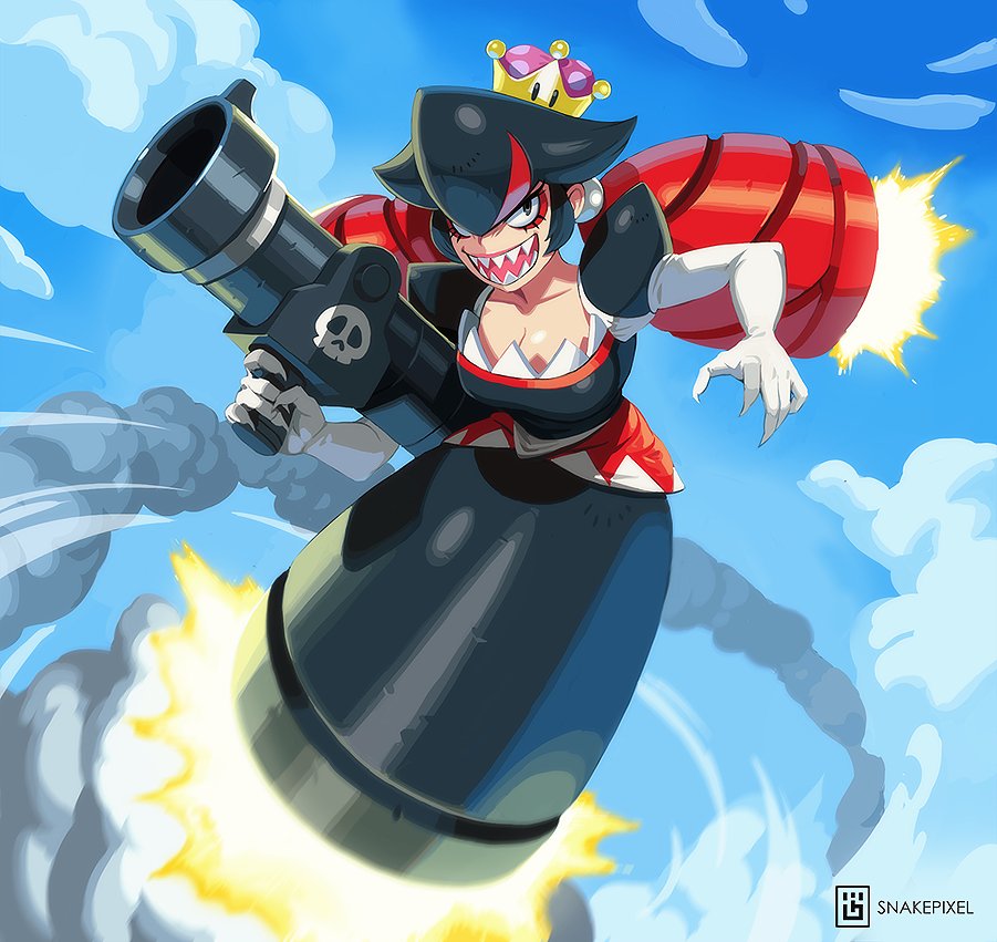 snakepixel's tweet photo. Got this image in my head after all the #Bowsette / #supercrown stuff circling around. Wanted to see what would happen to a Bullet-Bill for fun.

So here's Bullette. https://t.co/nBYVfDAeOO