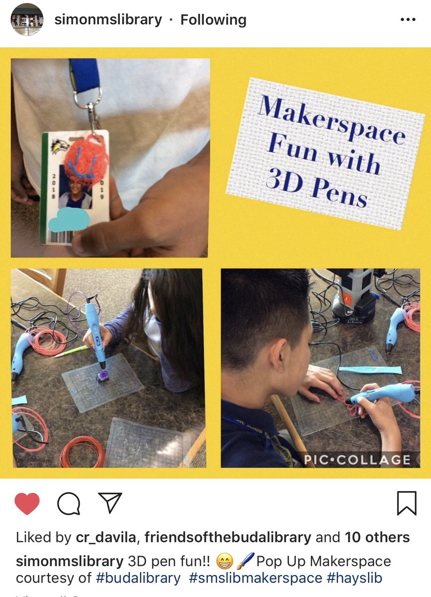 SMS_Library's tweet image. This week in the @SMS_Library #SMSLibMakerspace #HaysLib #MakerGonnaMake #BudaMakes @BudaLibrary @SMS_Wolverines #ProudToBeAWolverine 
Follow us on Instagram @simonmslibrary