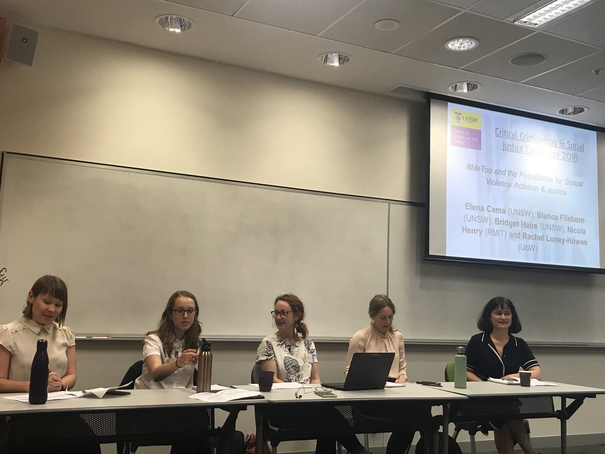DrBridgetHarris's tweet photo. What a fabulous #MeToo panel featuring @elenajcama @snappyalligator @rloneyhowes @n_henry and Bridget Haire discussing #MeTio and the Possibilities for #Sexual #Violence #activism and #Justice @ #critcrim2018 #critcrimcon2018 https://t.co/XAHkXXEkuz