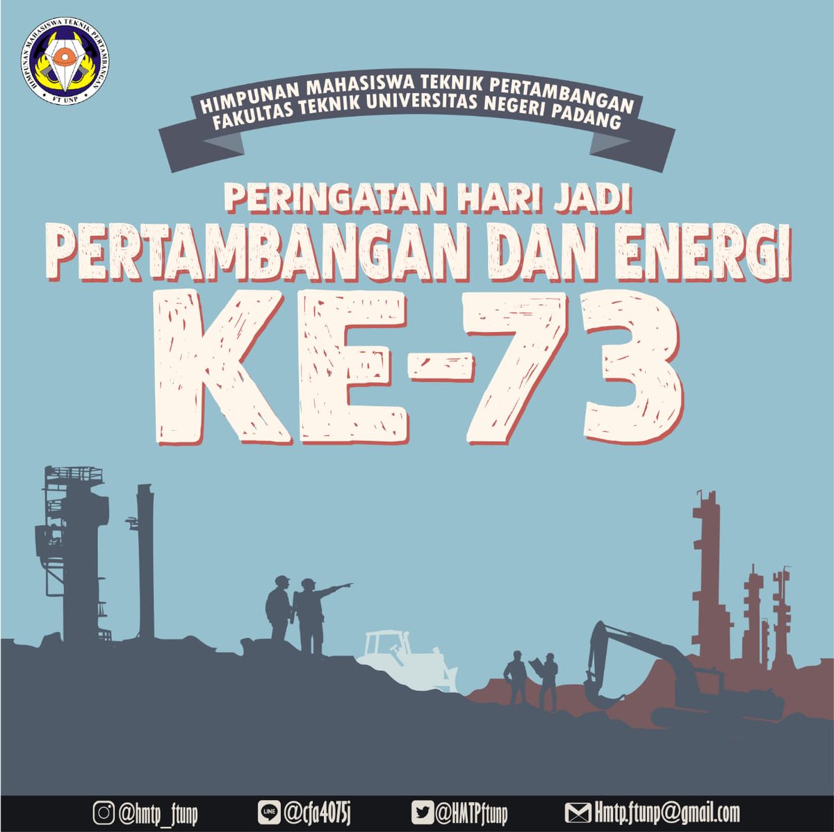 28 September 2018
HMTP FT UNP mengucapkan Selamat Hari Jadi Pertambangan dan Energi ke-73.
Jayalah NKRI atas sumberdaya manusia, sumberdaya alam, mineral dan batubara serta energi lainnya.

Salam Tambang!