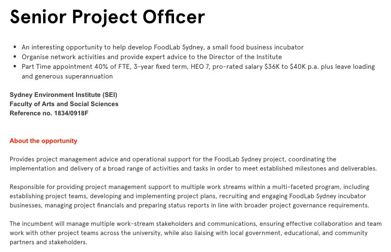 An exceptional opportunity to come work with @DSchlosberg and I on FoodLab Sydney and lead the operational side of the project. If you have experience in food systems, social enterprise or business incubation, do consider applying! (and we love retweets!) goo.gl/mLyi8N