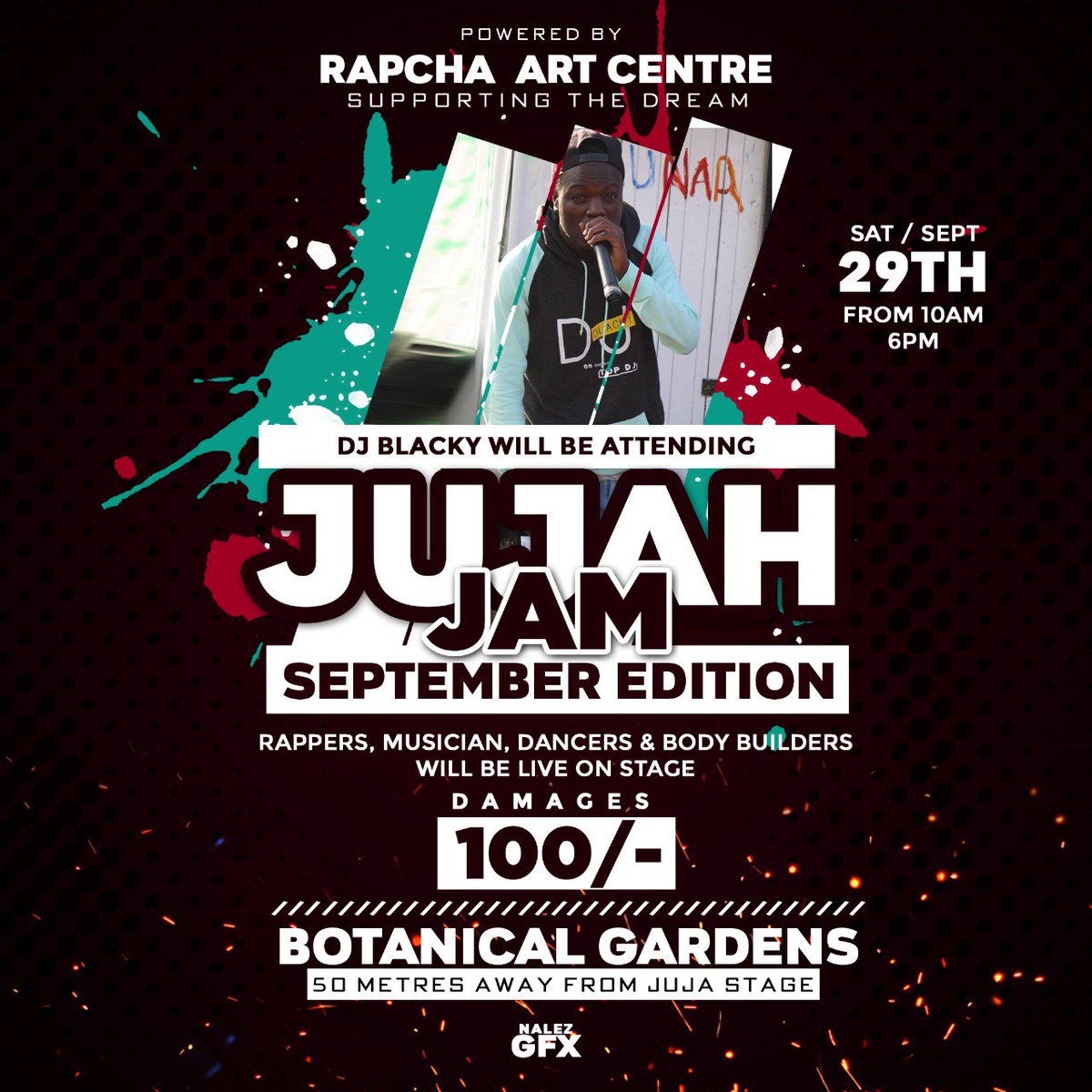 IAMRAPCHA's tweet photo. CONFIRMED!!!! 
#DJ_Blacky will be performing at #JuJahJam this Saturday at botanical gardens in Juja, Rappers, Musicians, Dancers, Actors, Comedians, Deejays, Bodybuilders and Radio presenters will be live on stage from 9am to 5pm, please hit my inbox to confirm attendance... https://t.co/UsIY5ROWxq