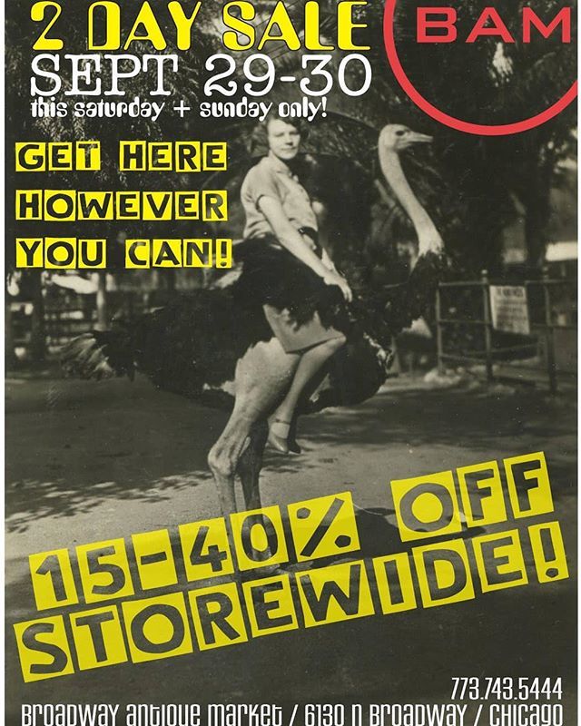 indvin's tweet photo. Don't miss the storewide sale this weekend @bamchicago Our entire booth will be 20% off, Saturday &amp; Sunday only! #broadwayantiquemarket #everythingonsale #weekendsale #chicago #vintagesale https://t.co/5Dg8irhrqT https://t.co/kztShnzPBz