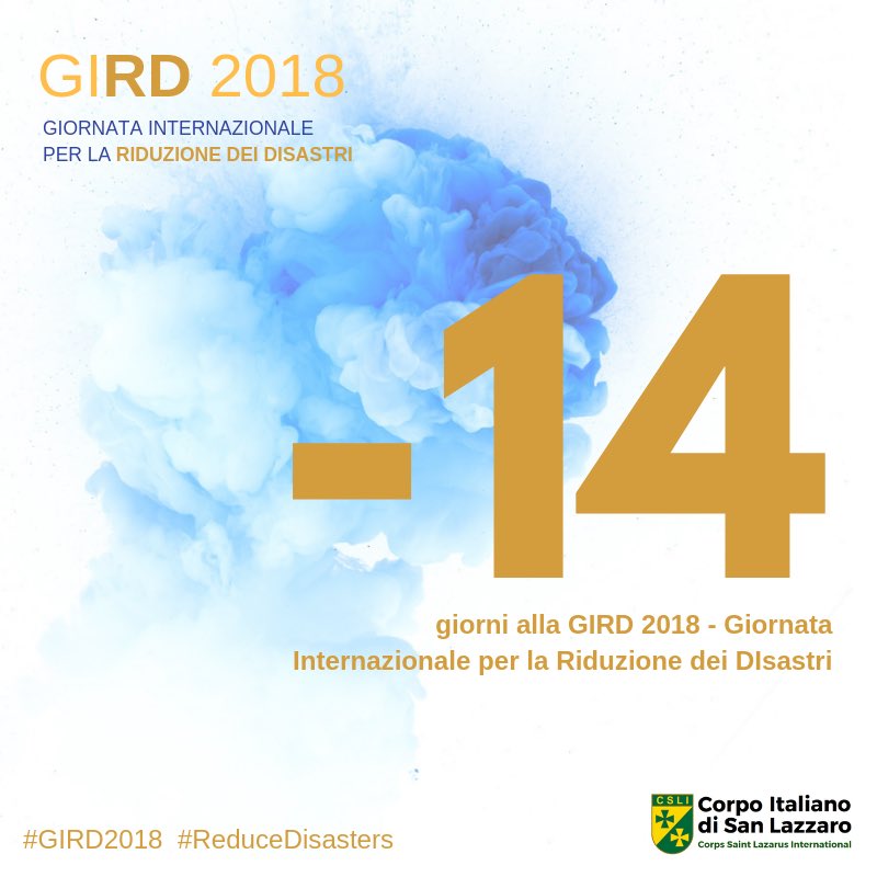 SanLazzaroITA's tweet photo. Mancano solo 2 settimane alla #GIRD2018! Registrati e partecipa al principale evento in #Italia in occasione della Giornata Internazionale per la Riduzione dei Disastri: https://t.co/E5fsPGcFnL
#ReduceDisasters #ProtezioneCivile https://t.co/Vu8WvQhIsu