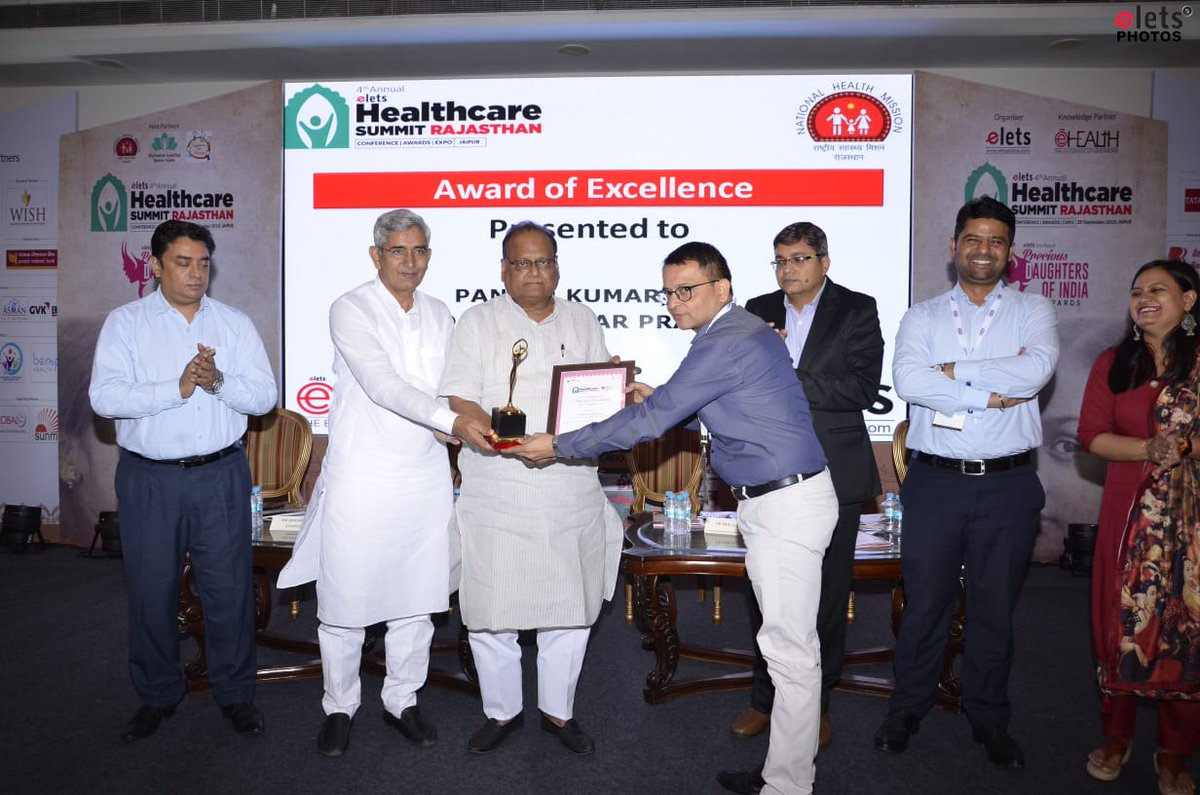 ArpitKGupta's tweet photo. Award of Excellence presented to
Shri Pankaj Kumar, I.A.S., Mission Director, National Health Mission #UttarPradesh for effective use of #IT in providing #Healthcare services to the last mile at #HealthcareRajasthan #HealthcareSummit in Jaipur. @nhm_up @MhfwGoUP @Health_Ministry https://t.co/f0cgA2Fn2i