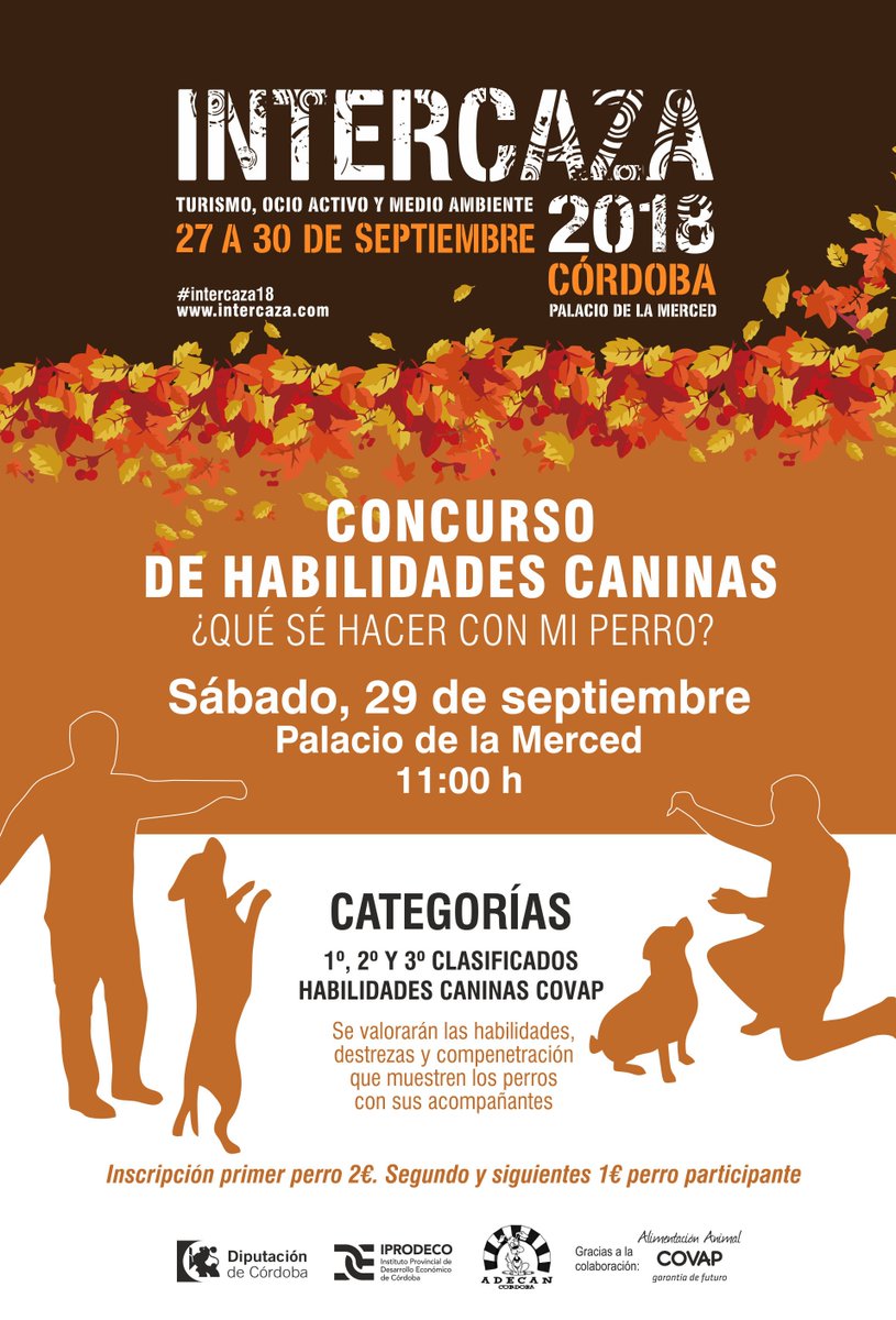 En #Intercaza18 también hay sitio para mostrar las habilidades caninas. Inscríbete en este concurso y demuestra todo lo que sabes hacer con tu perro el 29 de septiembre en <a href="/dipucordoba/">Diputación de Córdoba</a>. Damos las gracias a <a href="/AdecanCordoba/">Adecan Cordoba</a> y <a href="/Covap/">COVAP</a> por colaborar en esta actividad.