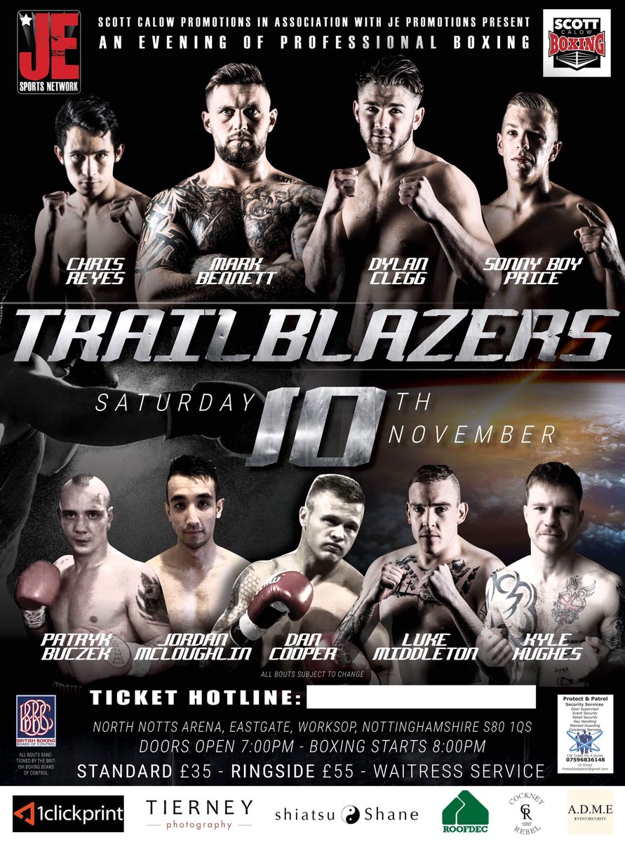 JEboxingworksop's tweet photo. @worksoparena Saturday 10th November @JE_Promotions and @ScottCalow #promotions host trailblazers #tickets now on sale https://t.co/XglhvxMMwm